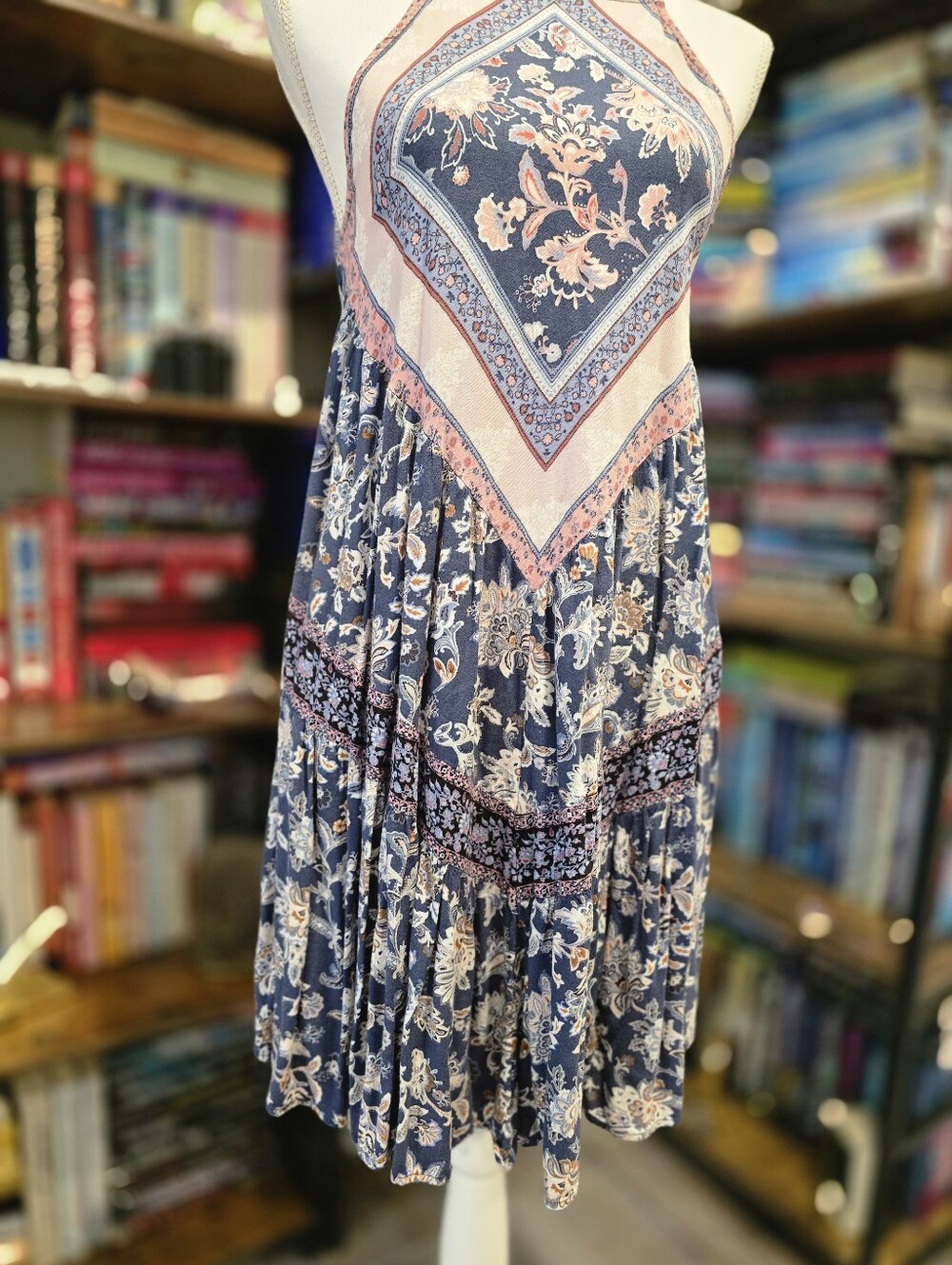 American Eagle Boho Floral Dress with Pink and Blue Accents - Picture 3 of 9